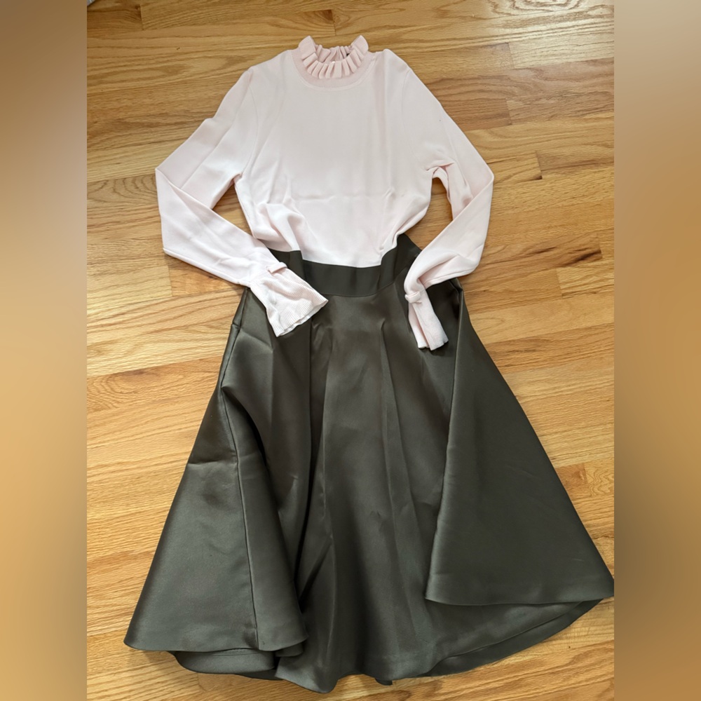 Ted Baker Zadi Dress  Cocktail Classic Knit Long Sleeve Pink /Brown Sz 3  US 8